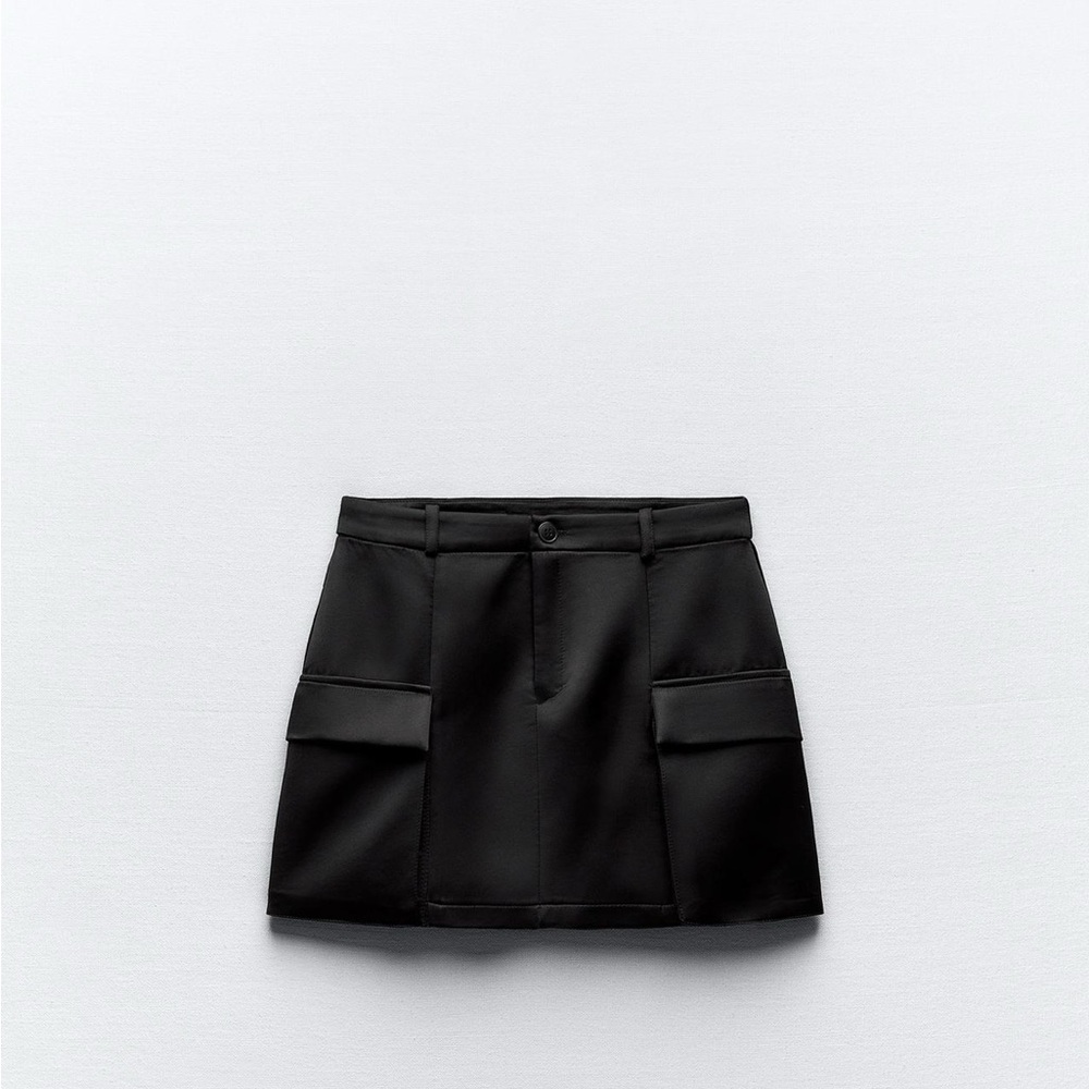 Zara Satin Effect Cargo Mini Skirt